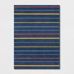 4'x5'6" Multi Stripe Rug Navy - Pillowfort™