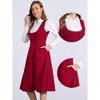 INSPIRE CHIC Women's Lace Trim Button Decor Overalls Midi Pinafore Dress with Pockets - 2 of 4