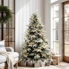 LuxenHome 7Ft Pre-Lit Snowy Green Branches Artificial Christmas Tree with Metal Stand - 2 of 4