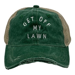 Get Off My Lawn Hat Funny Sarcastic Mower Graphic Novelty Trucker Cap - Crazy Dog Hat With Sarcastic Sayings Trucker Green Standard - 1 of 4
