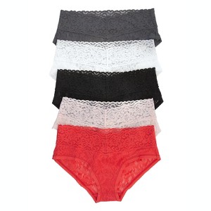 Felina Signature Stretchy Lace Low Rise Hipster 5-Pack | Panty - 1 of 3