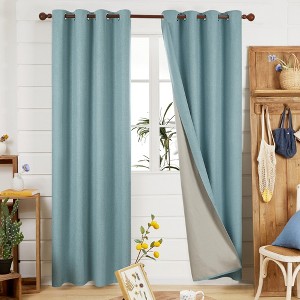 Deconovo 2 Panels Solid Color Full Blackout Curtain with White Grommet, No Tiebacks - 1 of 4