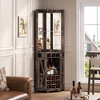 JANSNO 72" Farmhouse Corner Bar Cabinet with Barn Door, Acrylic Mirror & Glass Rack - Walnut - 3 of 4