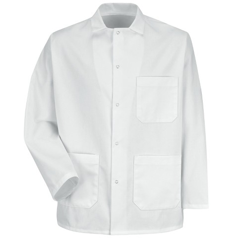 Red Kap Gripper-Front Short Butcher Coat, White - M