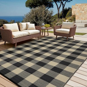 Buffalo Plaid Outdoor Mats Plastic Straw Rug Waterproof Washable Outdoor Rug for Garden Backyard Picnic Camping RV Deck Beach Trailer - 1 of 4