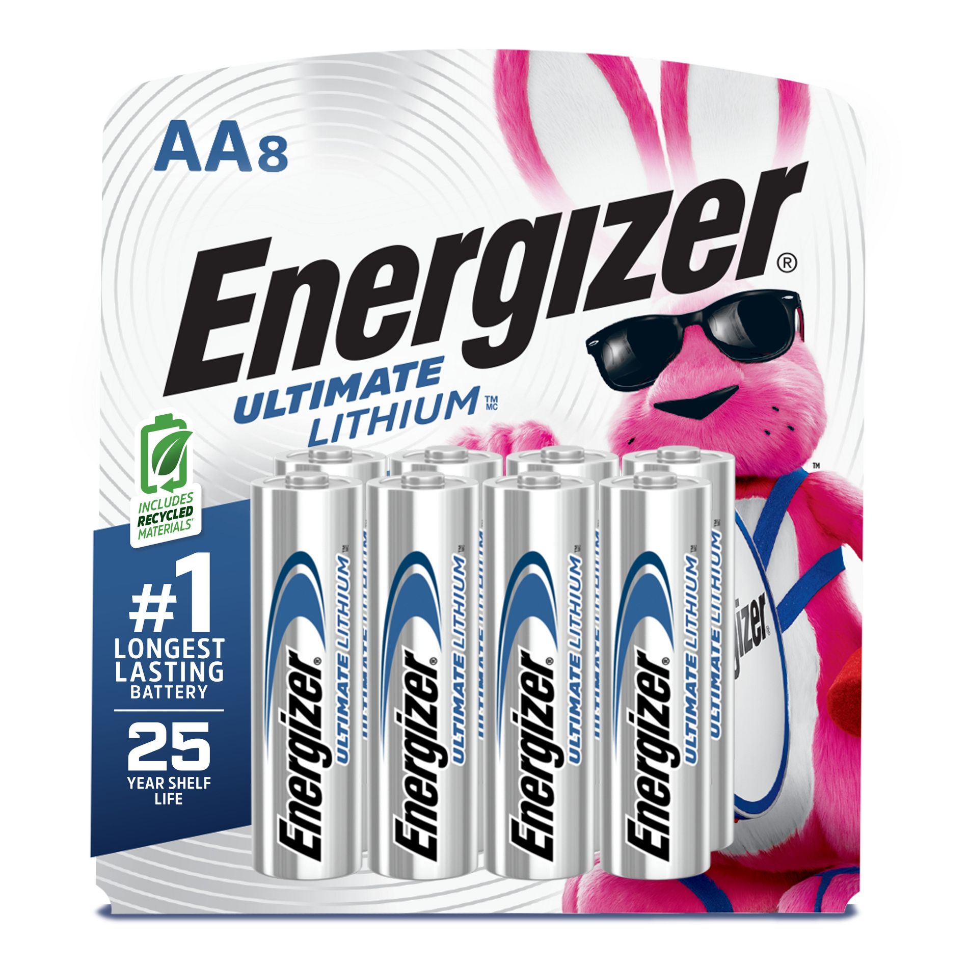 Energizer Ultimate Lithium AA Batteries - 8pk Lithium Battery: Silver, 1.5V Household