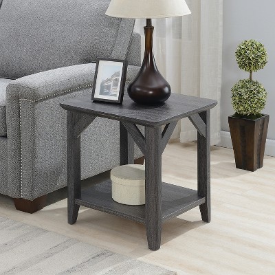 HomeStock Belmont Rustic Transitional End Table with Shelf, Two Tier Storage and Tapered Legs, Woodgrain Accent Side Table for Any Room