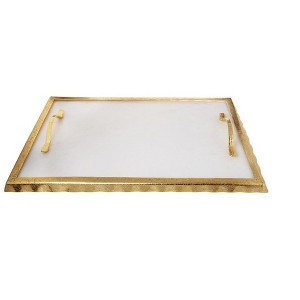 Classic Touch White Challah Tray with Gold Rim and Handles - 1 of 3