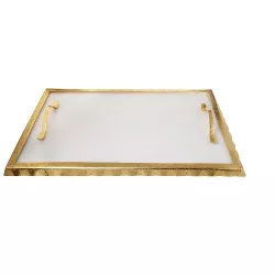 Classic Touch White Challah Tray with Gold Rim and Handles