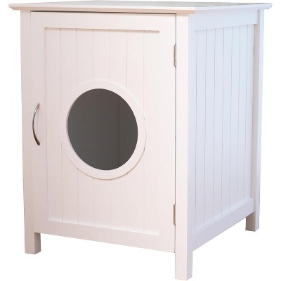 Acekool White Cat Litter Cabinet - Hidden Nightstand with Storage