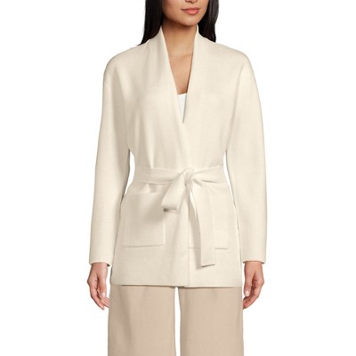 Lands' End Women's Fine Gauge Milano Belted Long Line Cardigan Sweater