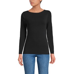 Lands' End Women's Long Sleeve Polished Essentials Boatneck Top - 1 of 3