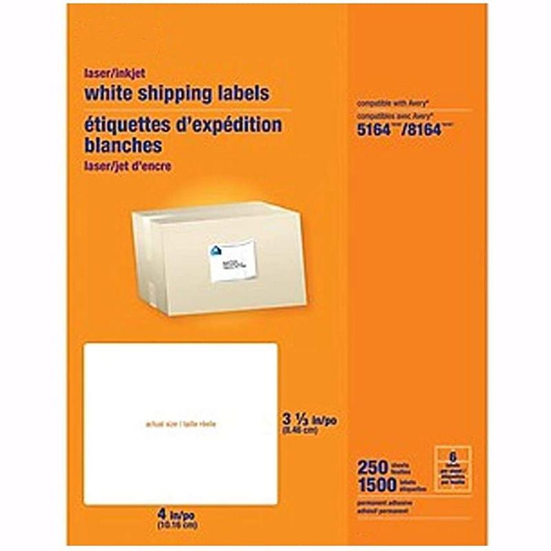 MyOfficeInnovations Laser/Inkjet Shipping Labels 3 1/3 x 4 White 489566, 1 of 6