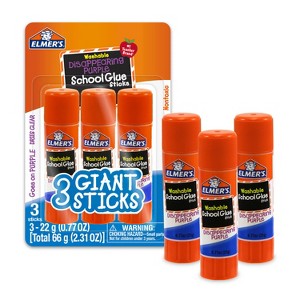 Elmer's 3pk Washable School Glue Sticks - Disappearing Purple: Large, Jumbo, White, Art, Stationery, Office Supplies - 1 of 4