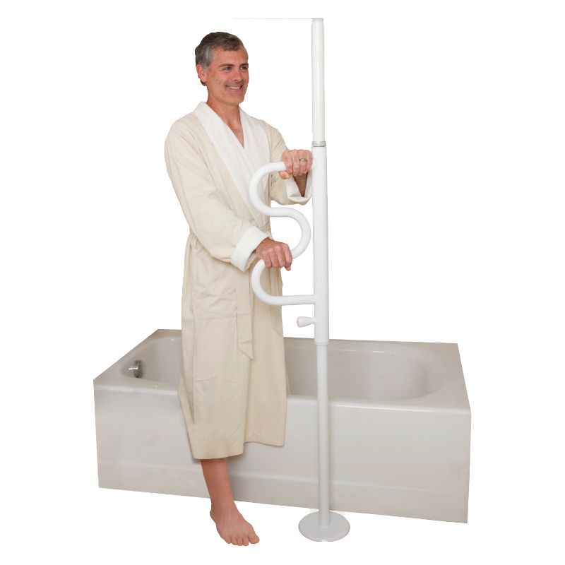 Stander Security Pole and  Curve Grab Bar - Iceberg White, 1 of 9