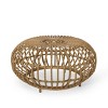 29.5" Faux Rattan Coffee Table,Round Handwoven Outdoor Table with Open Base, Wicker Patio Accent Table for Living Room or Garden-Maison Boucle - 4 of 4