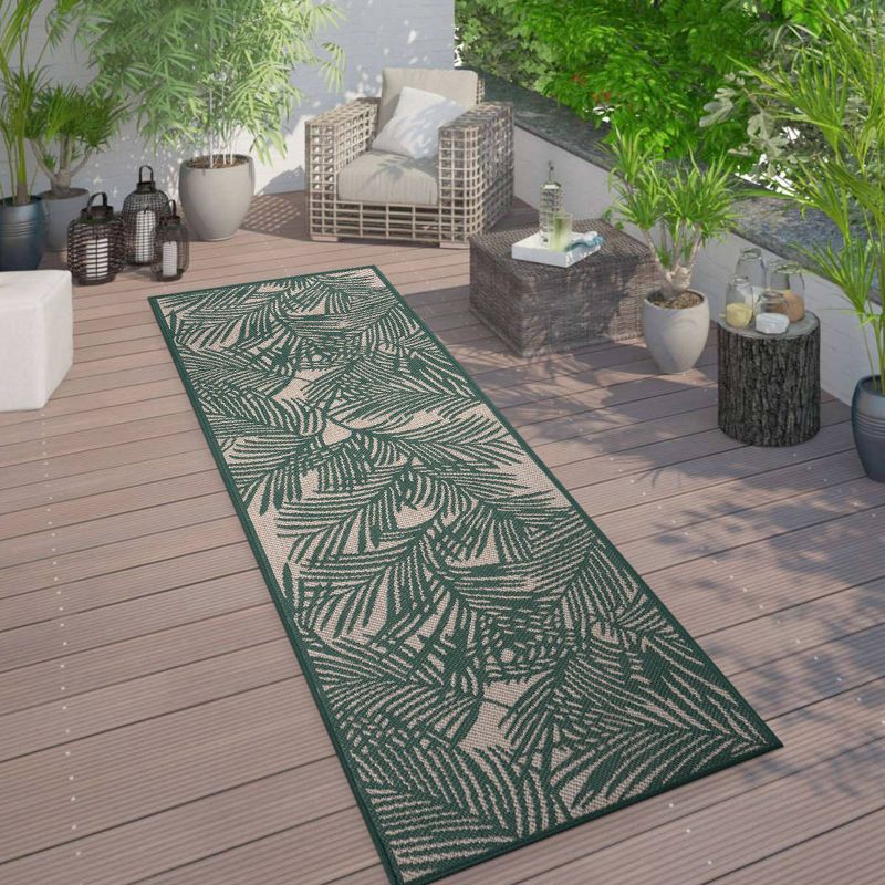 World Rug Gallery Contemporary Palm Leaf Textured Flat Weave Indoor/Outdoor Area Rug, 3 of 15