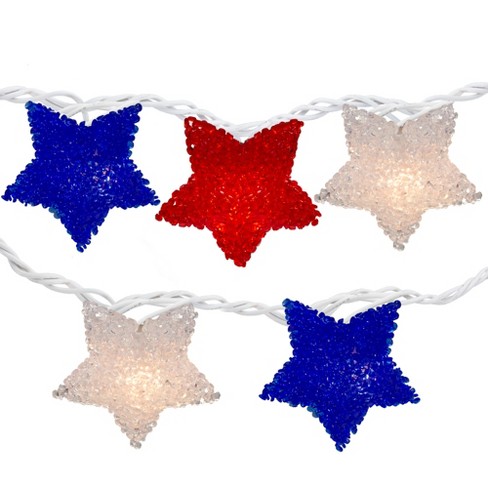 Northlight 10ct Patriotic Of July Star Shaped Outdoor String Lights - 6' White Wire : Target