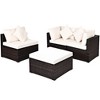 Tangkula 4PCS Patio Rattan Wicker Sectional Sofa Set Conversation Furniture Set w Cushion - 4 of 4