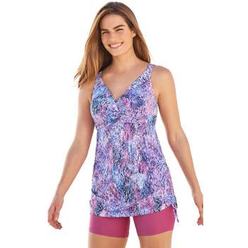 Swimsuits For All Women's Plus Size Faux Flyaway Underwire Tankini Top With  Adjustable Straps - 14, Neon Pink Floral : Target
