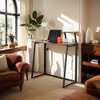 Folding Desk 31.5 Inch, Simple Compact Writing Study Table with Removable Monitor Stand, Portable Standing Desk Work Station Brown - 4 of 4