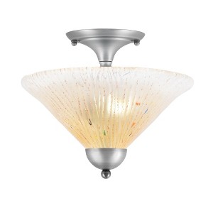 Toltec Lighting Any 2 - Light Flush Mount in  Brushed Nickel with 12" Amber Crystal Shade - 1 of 1