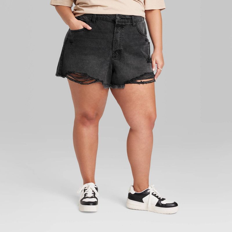 Women's High-Rise Curvy Easy Rigid Jean Shorts - Wild Fable™, 3 of 7