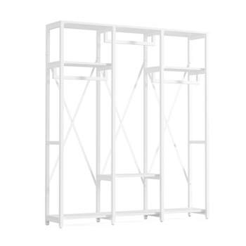 Tribesigns Freestanding Closet Organizer, Industrial 3 Rod Garment Rack with 4-tier Storage Shelf for Hanging Clothes and Storage