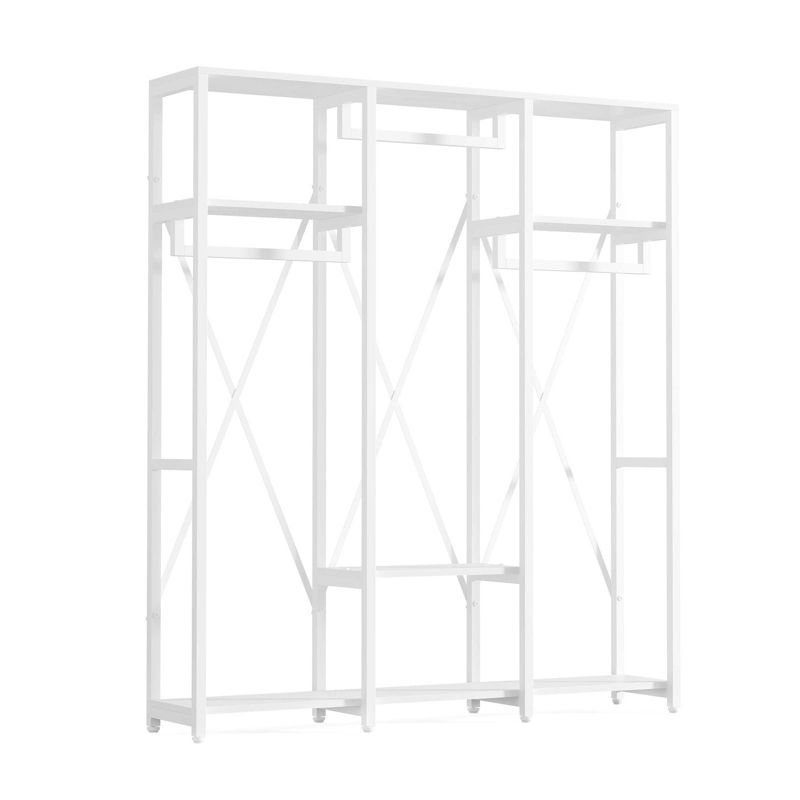 Tribesigns Freestanding Closet Organizer, Industrial 3 Rod Garment Rack with 4-tier Storage Shelf for Hanging Clothes and Storage, 1 of 9