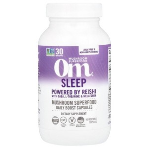 Om Mushrooms Sleep, Powered by Reishi with GABA, L-Theanine & Melatonin, 1,500 mg, 90 Vegetable Capsules (500 mg per Capsule) - 1 of 2