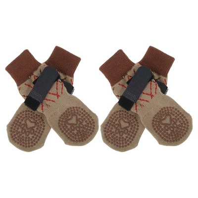 Unique Bargains Non-Slip Dog Socks with Adjustable Sticky Tapes for Hardwood Floors 4Pcs