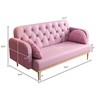 Upholstered Loveseat Couch With 2 Piercing-Shaped Pillows Wooden Legs Button Tufted Cushion Couch Sleeper Armrest Sofa For Office Living Room Bedroom - 3 of 4