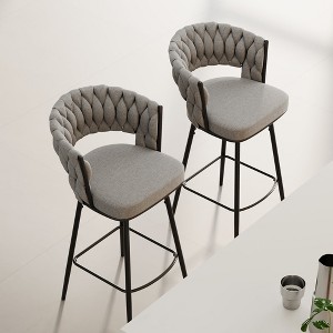 HDZNVF Set of 2 Equipped With Soft Cushioned Backrest Counter Stool, 360°Swivel Bar Chairs, Black and Gray - 1 of 4