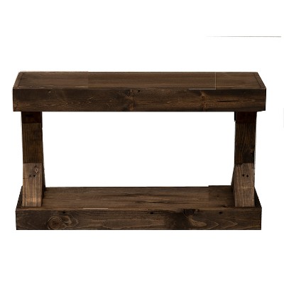 del Hutson Designs DHD5217dw Rustic Luxe Collection Contemporary Farmhouse Solid Wood Pedestal Shelf Bench, Dark Walnut, Small