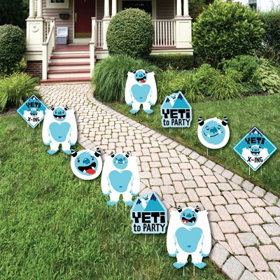 Big Dot of Happiness Yeti to Party - Lawn Decorations - Outdoor Abominable Snowman Party or Birthday Party Yard Decorations - 10 Piece