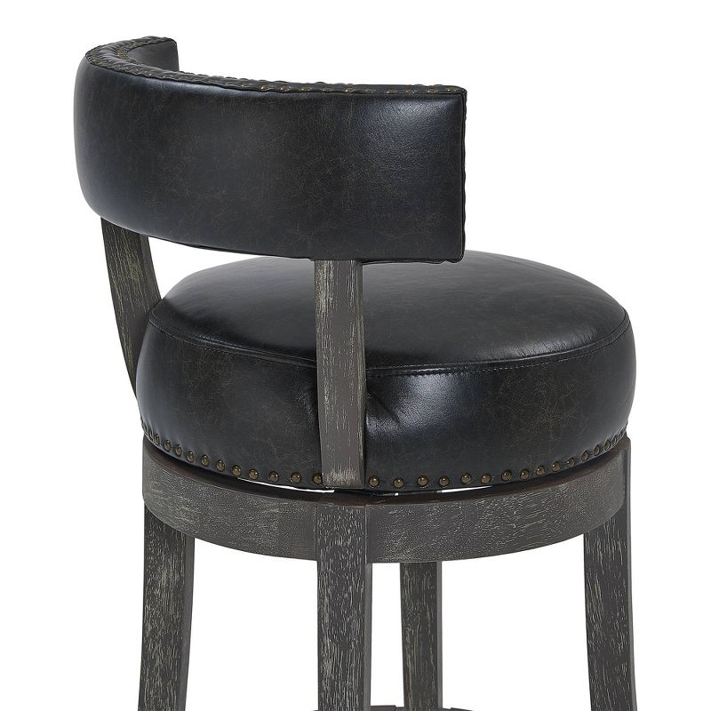 26&#34; Corbin Faux Leather Wood Swivel Counter Height Barstool Gray Onyx - Armen Living, 6 of 10