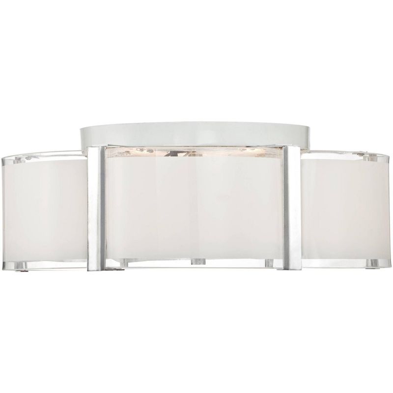 Possini Euro Design Flair Modern Ceiling Light Flush Mount Fixture 16 3/4" Wide Chrome 3-Light White Glass Scalloped Edge Drum Shade for Bedroom House, 5 of 8