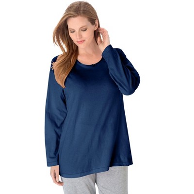 Dreams & Co. Plus Size Satin Trim Sleep Tee