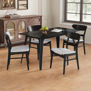 Christopher Knight Home Jinna Mid-Century Modern 5 Piece Rubberwood Dining Set with Upholstered Chairs - 1 of 4