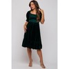Pinkblush Forest Green Velvet Smocked Puff Sleeve Maternity Dress - 4 of 4