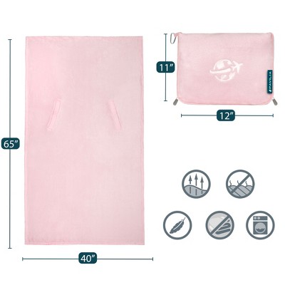 Light Pink Microfleece Travel Blanket and Pillow Set
