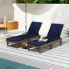 Tangkula 2PCS Patio Lounge Chair Recliner Chair w/ 3-Position Adjustable Backrest & Cushion Brown & Blue - 2 of 4