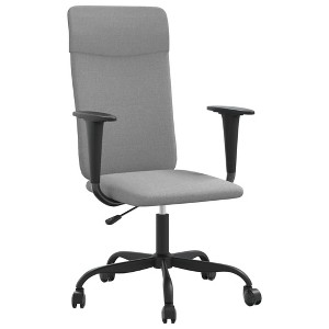 vidaXL Modern Office Chair, Adjustable Height, 360-Degree Swivel Design, Rolling Casters - Light Gray Fabric - 1 of 4