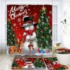 4Pcs Retro Snowman Shower Curtain Set, Winter Bathroom Decor with Rugs and Mats 70.8" L X 70.8" W - 2 of 4