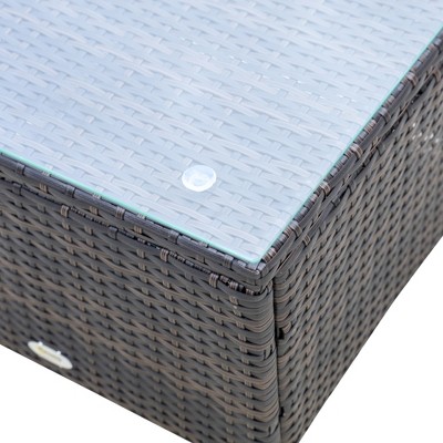 Beige Cushioned PE Rattan Wicker Outdoor Chaise Lounge Set with Table