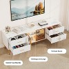 65 Inch TV Stand with LED Lights, Modern Aluminum Alloy TV Cabinet, Glass Doors, Wave Pattern, 4 Drawers, TV Console for 55/65/75 Inch TVs - 4 of 4
