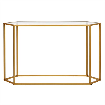 Gold Hexagonal Glass and Metal Hallway Table