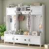 4-In-1 Particle Board Combination Hall Tree Entryway With Bench,Coat Rack And Shoe Storage,For Hallways,Living Room-Cuddlewood - 2 of 4