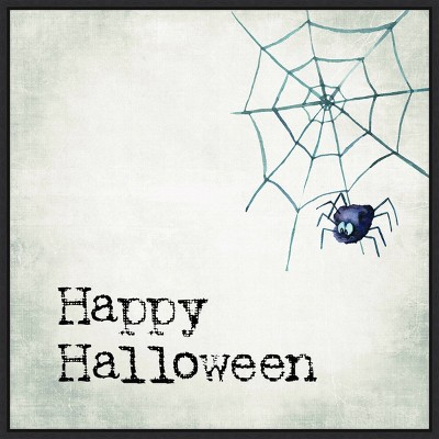 22" x 22" Happy Halloween Spider Portfolio Framed Wall Canvas - Amanti Art