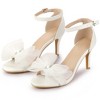 Perphy Women's Rhinestone Mesh Bow Ankle Strap Stiletto Heel Sandals - 3 of 4